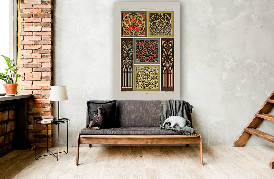 Middle-Ages pattern. 1888 edition Lornement Polychrome by Albert Racine 1825–1893. Reproduction