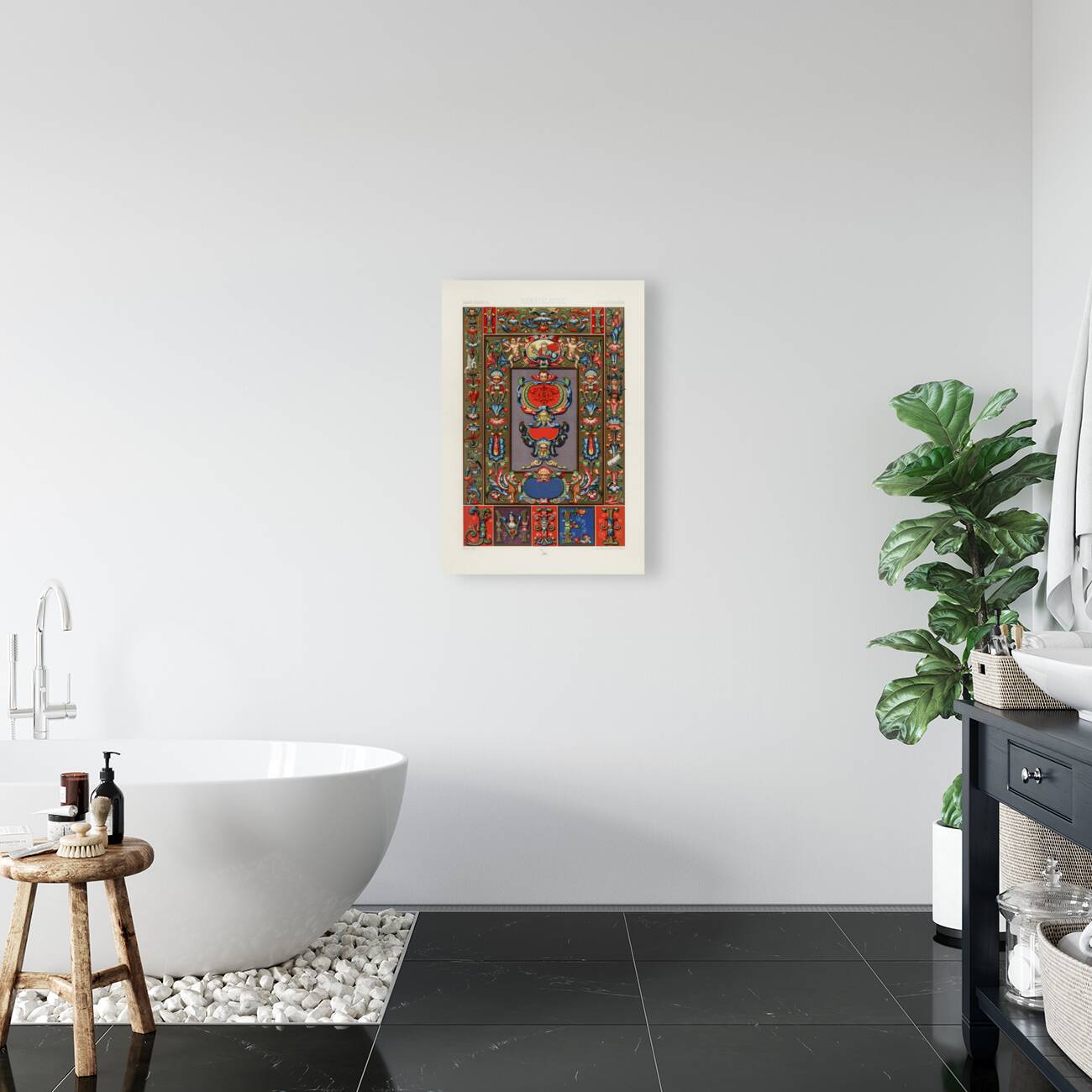 Renaissance pattern. 1888 edition Lornement Polychrome by Albert Racine 1825–1893. Reproduction