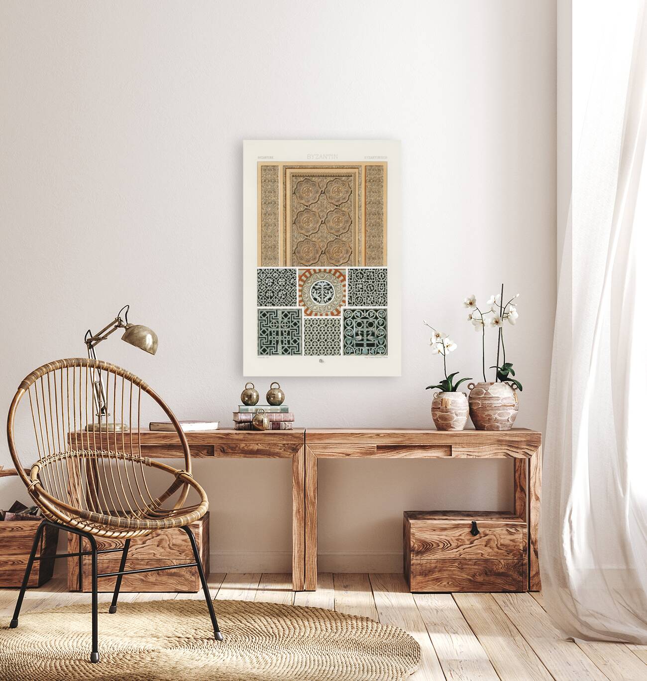 Byzantine pattern. 1888 edition Lornement Polychrome by Albert Racine 1825–1893. Reproduction