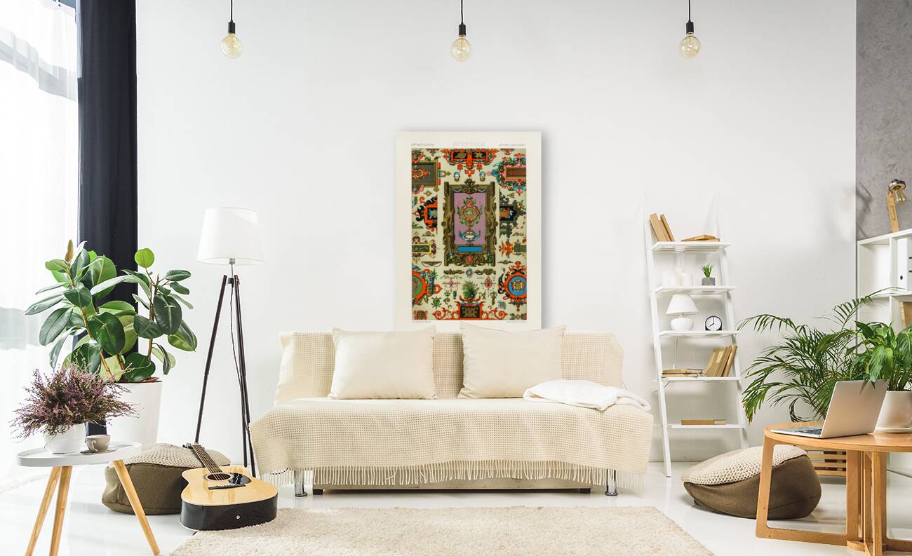 16th and 17th Century pattern. 1888 edition Lornement Polychrome by Albert Racine 1825–1893. Reproduction