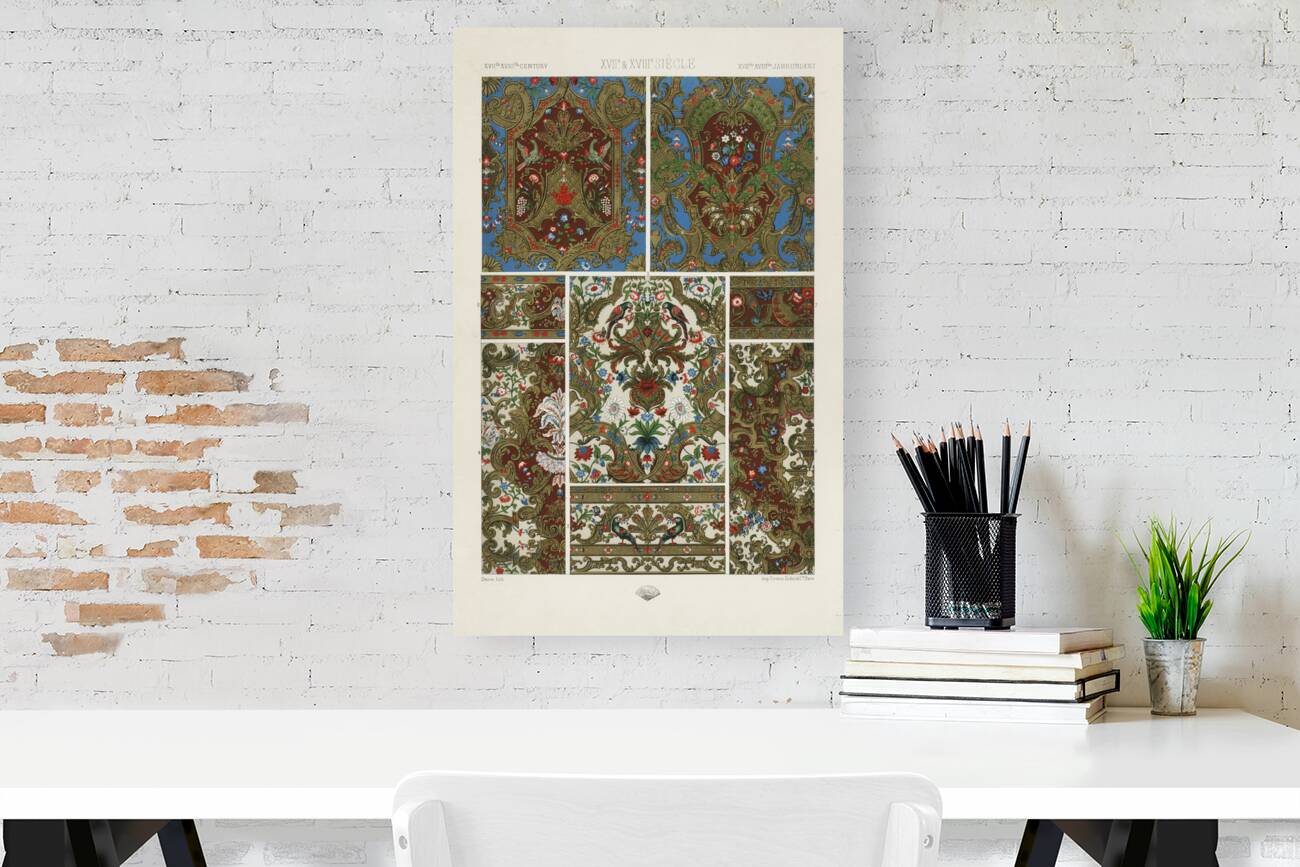 17th and 18th Century pattern. 1888 edition Lornement Polychrome by Albert Racine 1825–1893. Reproduction