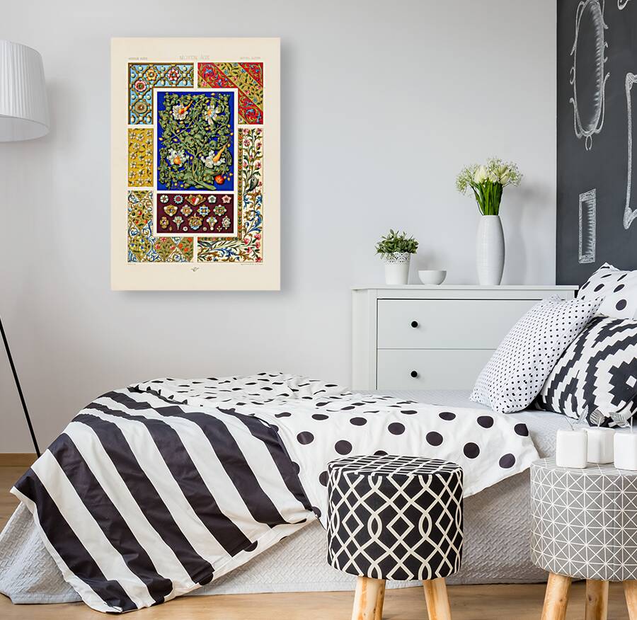 Middle-Ages pattern. 1888 edition Lornement Polychrome by Albert Racine 1825–1893. Reproduction