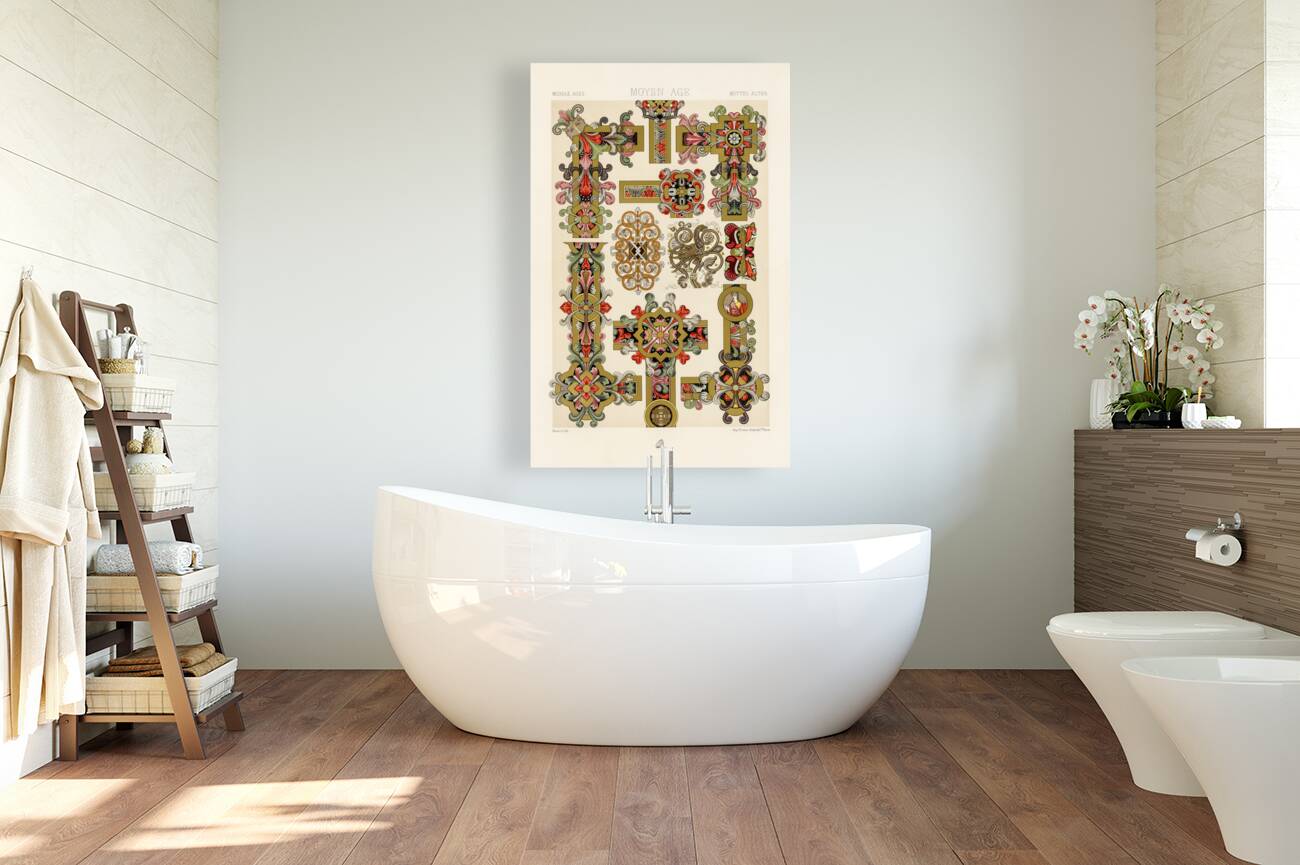 Middle-Ages pattern. 1888 edition Lornement Polychrome by Albert Racine 1825–1893. Reproduction