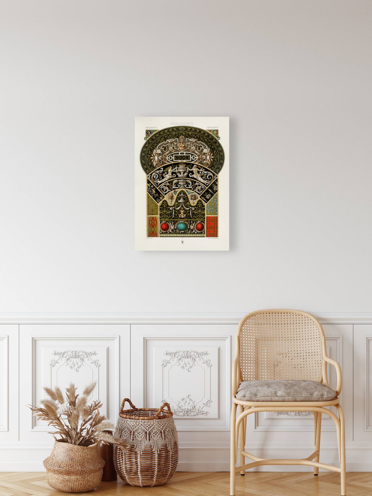 Renaissance pattern. 1888 edition Lornement Polychrome by Albert Racine 1825–1893. Reproduction