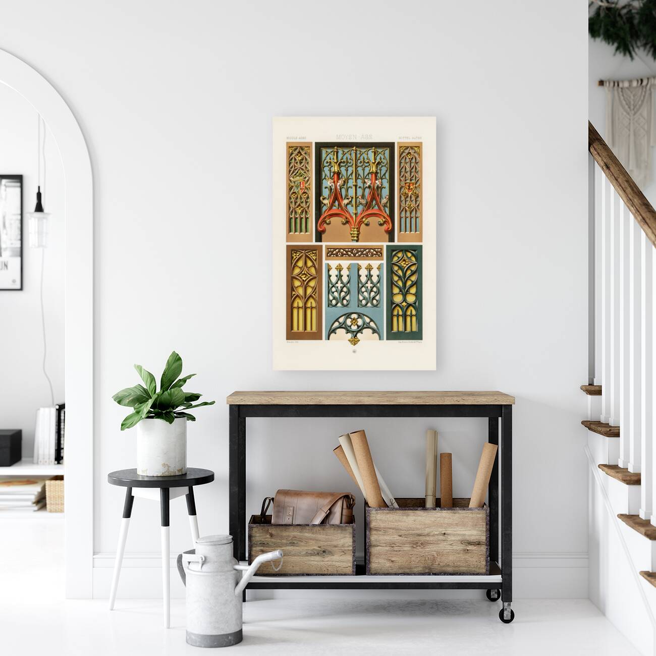 Medieval pattern. 1888 edition Lornement Polychrome by Albert Racine 1825–1893. Reproduction