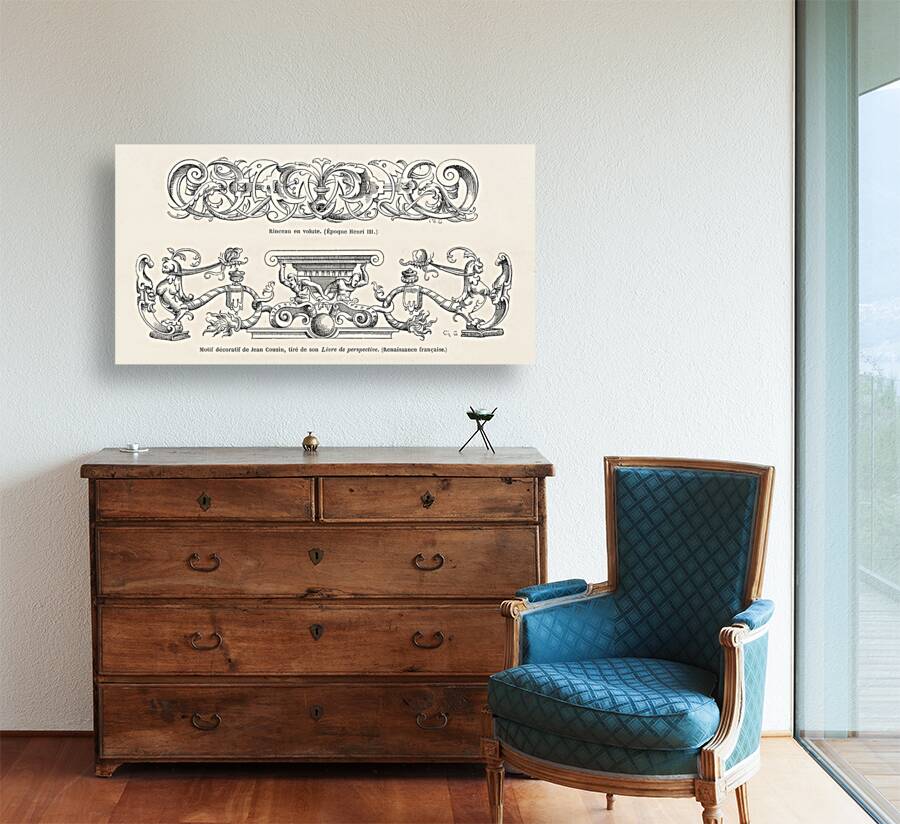 Renaissance ornamental designs. 1888 edition Lornement Polychrome by Albert Racine 1825–1893. Reproduction