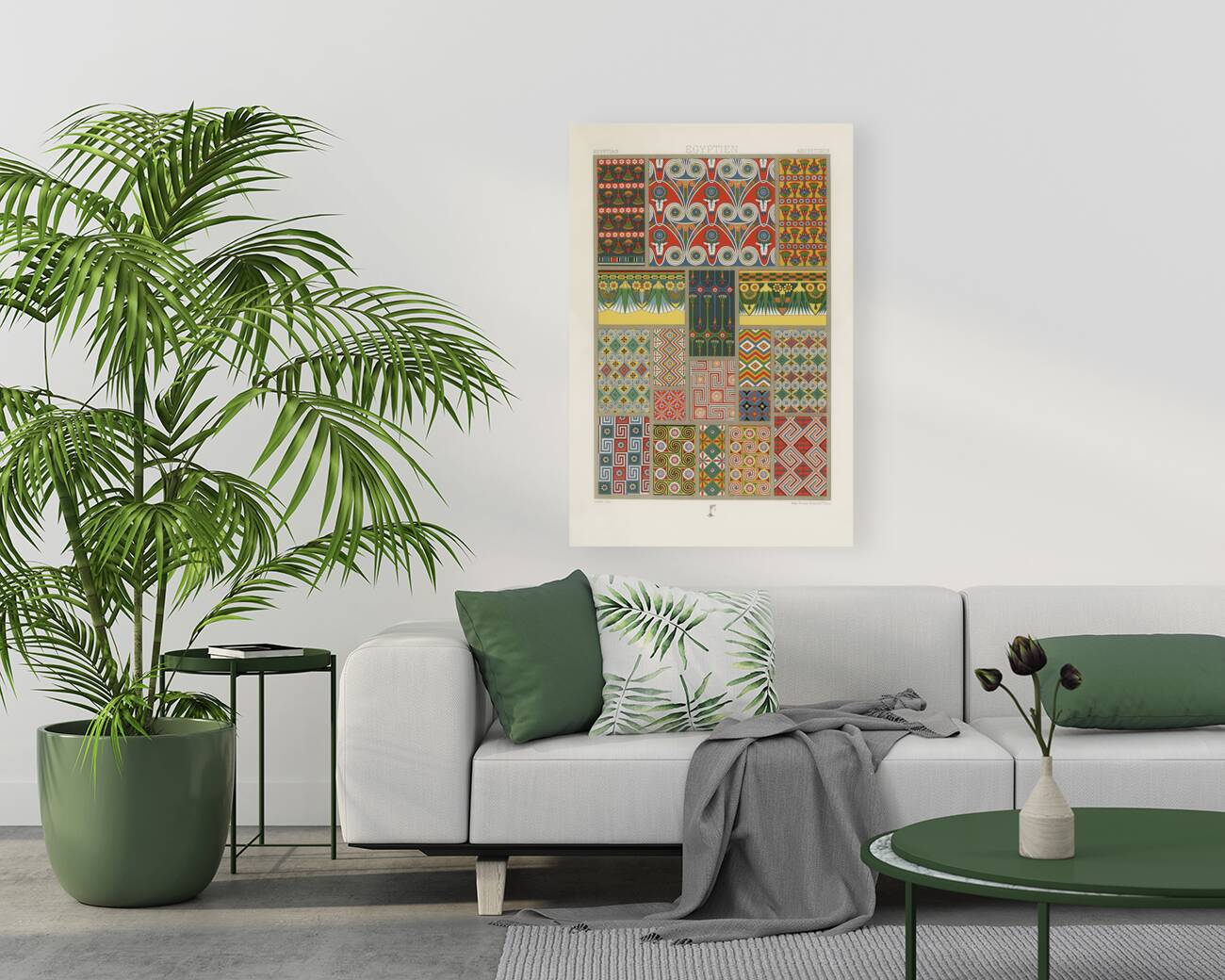 Egyptian pattern. 1888 edition Lornement Polychrome by Albert Racine 1825–1893. Reproduction