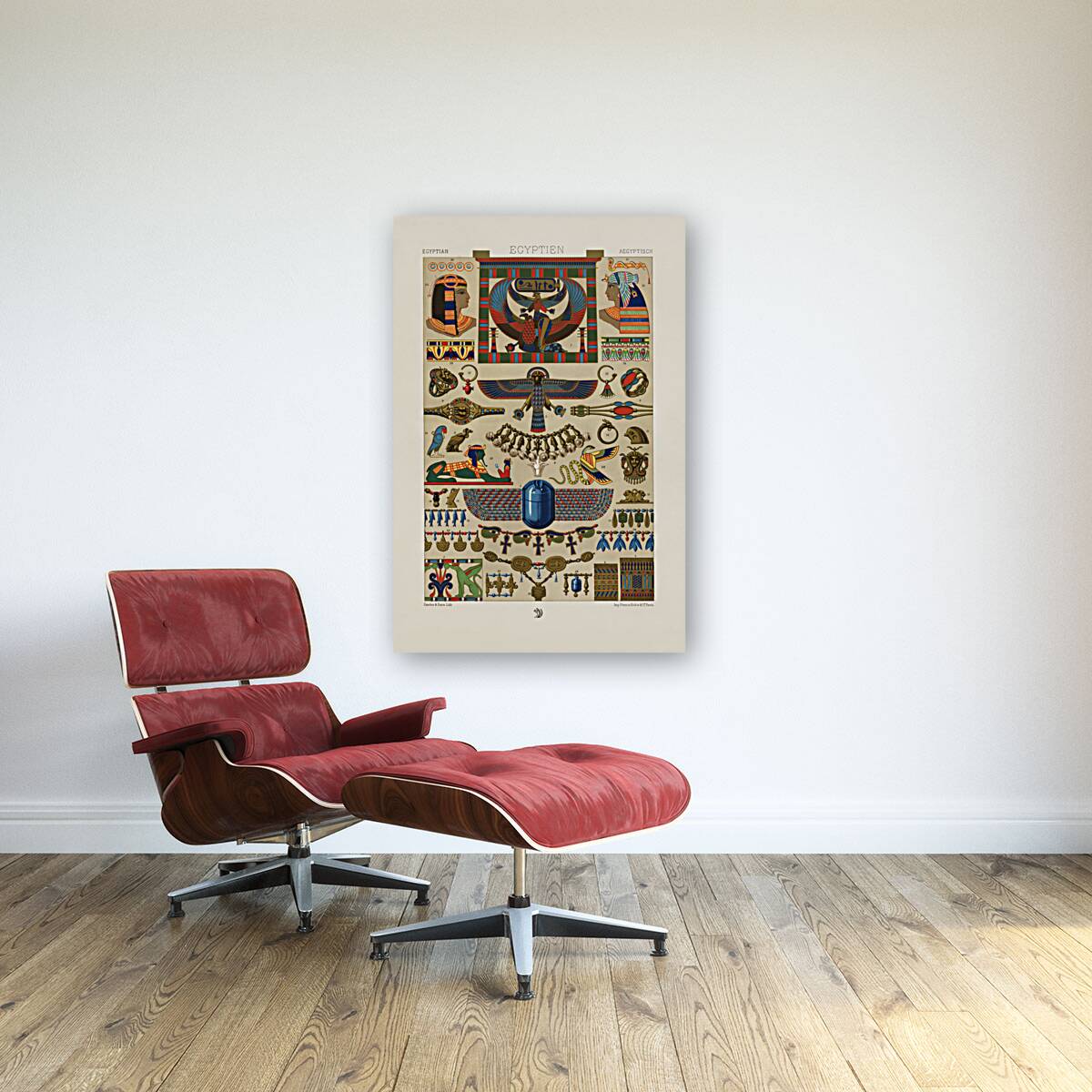 Egyptian pattern. 1888 edition Lornement Polychrome by Albert Racine 1825–1893. Reproduction