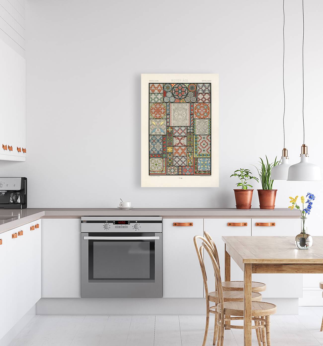 Medieval pattern. 1888 edition Lornement Polychrome by Albert Racine 1825–1893. Reproduction