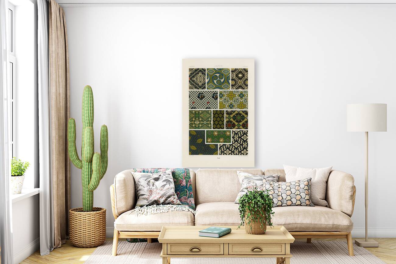 Japan pattern. 1888 edition Lornement Polychrome by Albert Racine 1825–1893. Reproduction