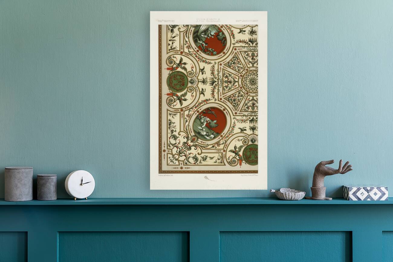 18th Century pattern. 1888 edition Lornement Polychrome by Albert Racine 1825–1893. Reproduction