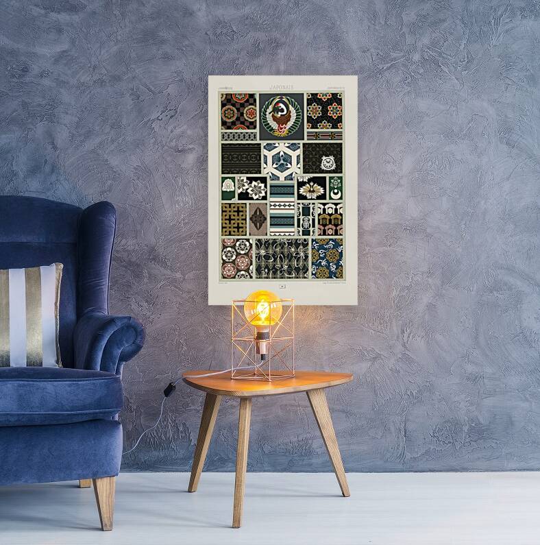 Japanese pattern. 1888 edition Lornement Polychrome by Albert Racine 1825–1893. Reproduction