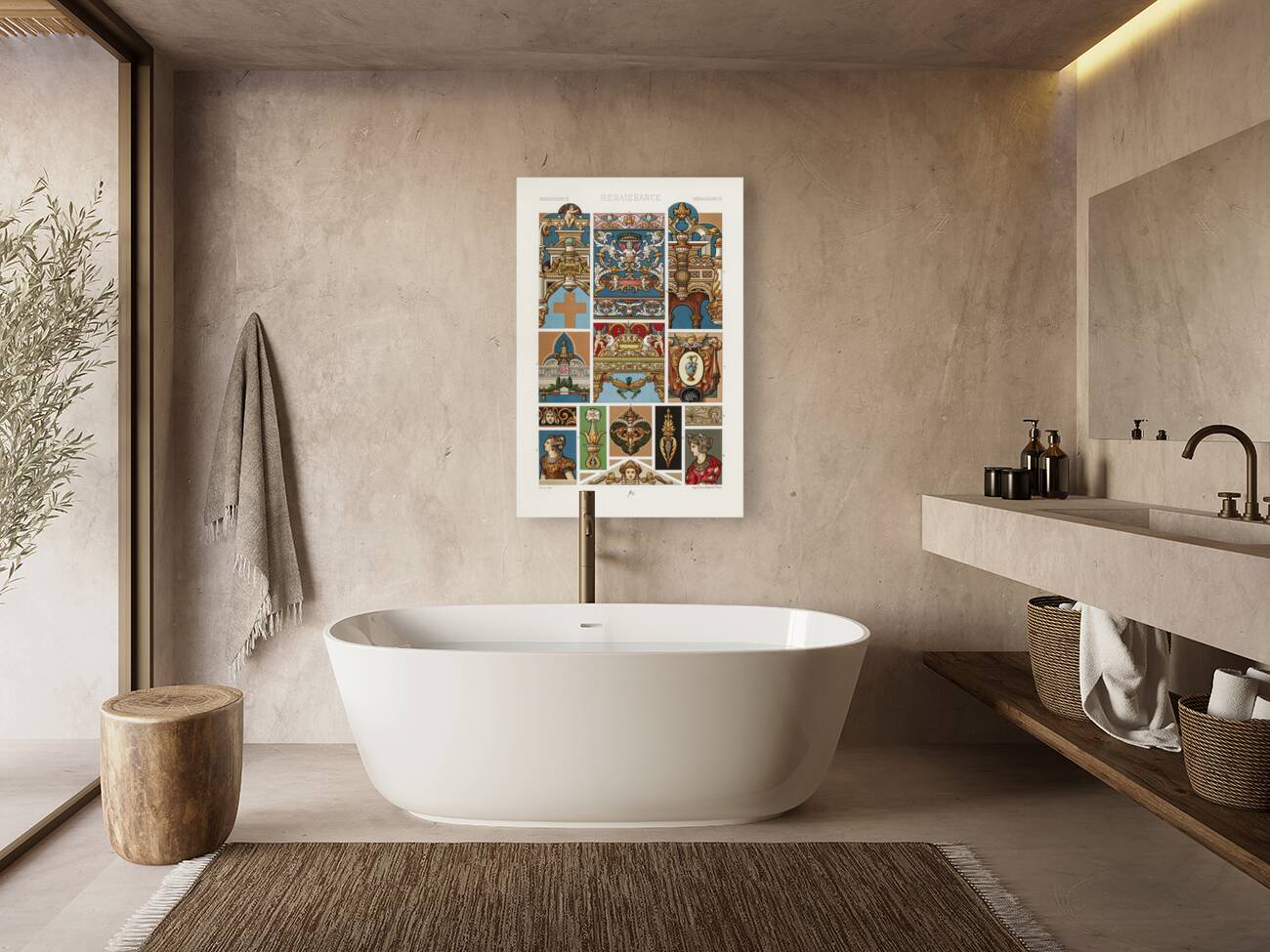 Renaissance pattern. 1888 edition Lornement Polychrome by Albert Racine 1825–1893. Reproduction