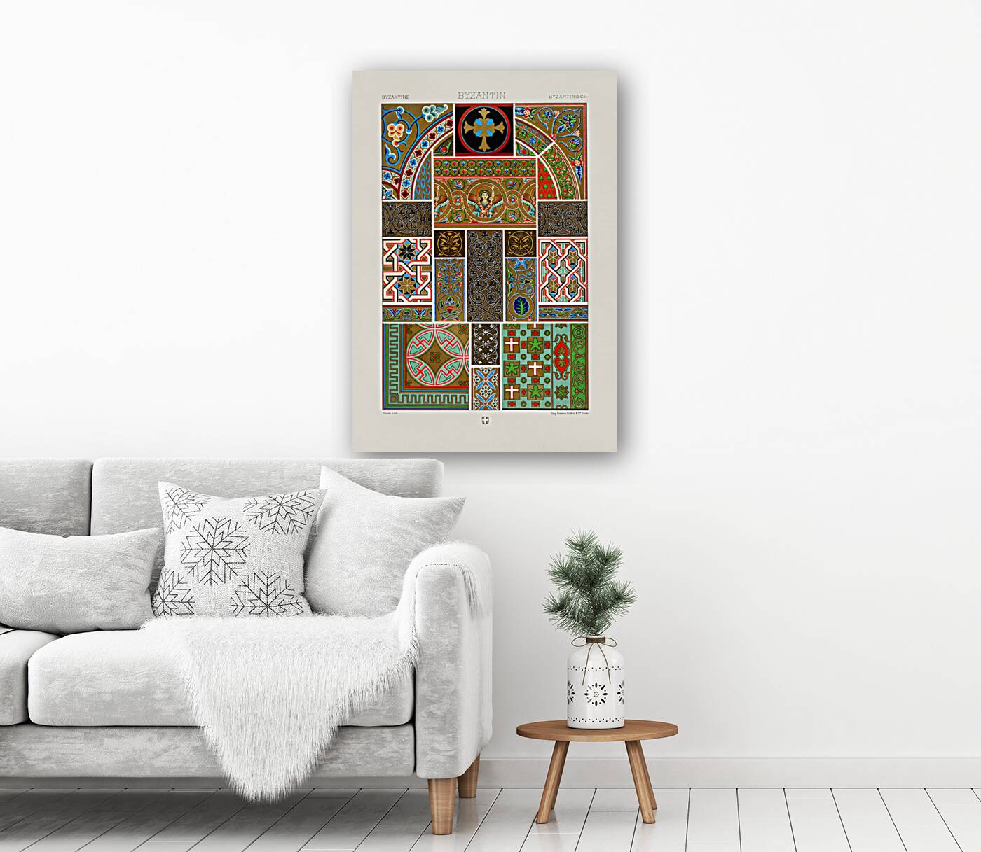 Byzantine pattern. 1888 edition Lornement Polychrome by Albert Racine 1825–1893. Reproduction