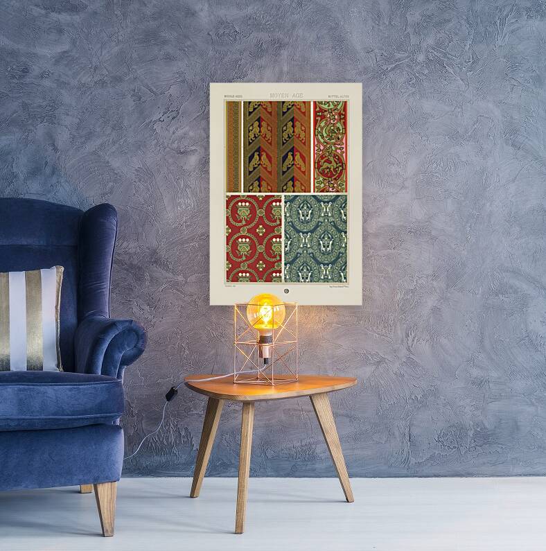 Middle-Ages pattern. 1888 edition Lornement Polychrome by Albert Racine 1825–1893. Reproduction