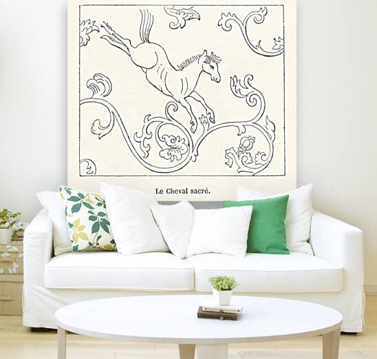 Sacred horse illustration. 1888 edition Lornement Polychrome by Albert Racine 1825–1893. Reproduction