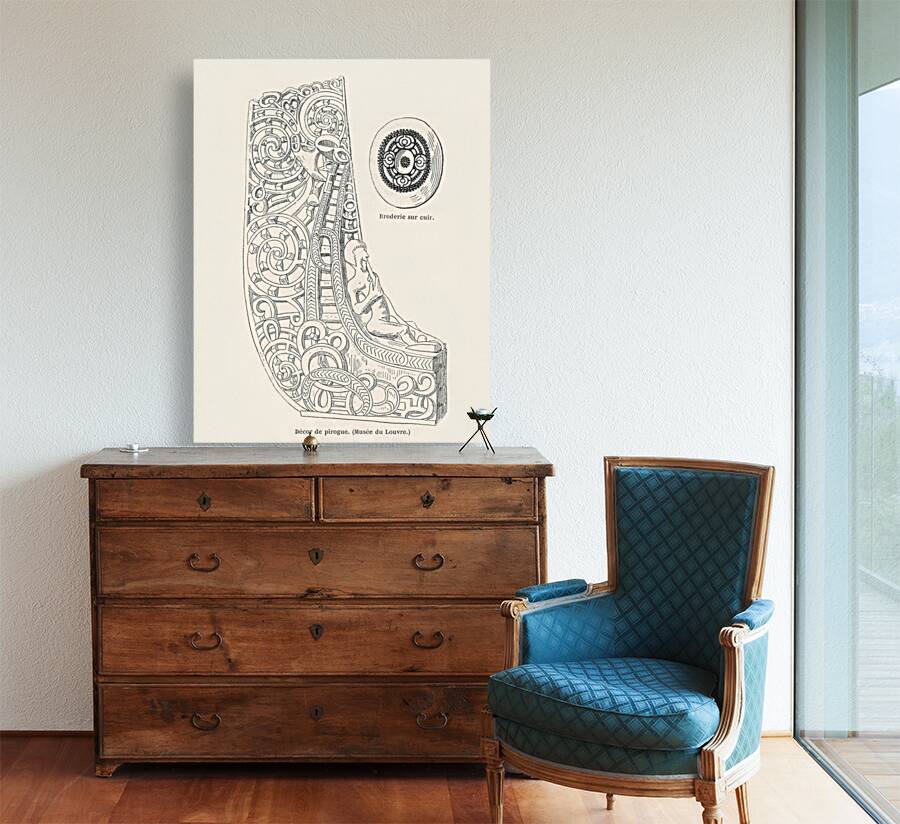 Canoe decorative element. 1888 edition Lornement Polychrome by Albert Racine 1825–1893. Reproduction