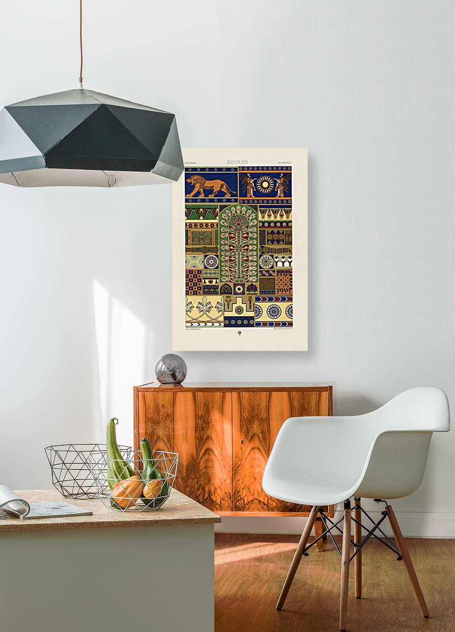 Assyrian pattern. 1888 edition Lornement Polychrome by Albert Racine 1825–1893. Reproduction