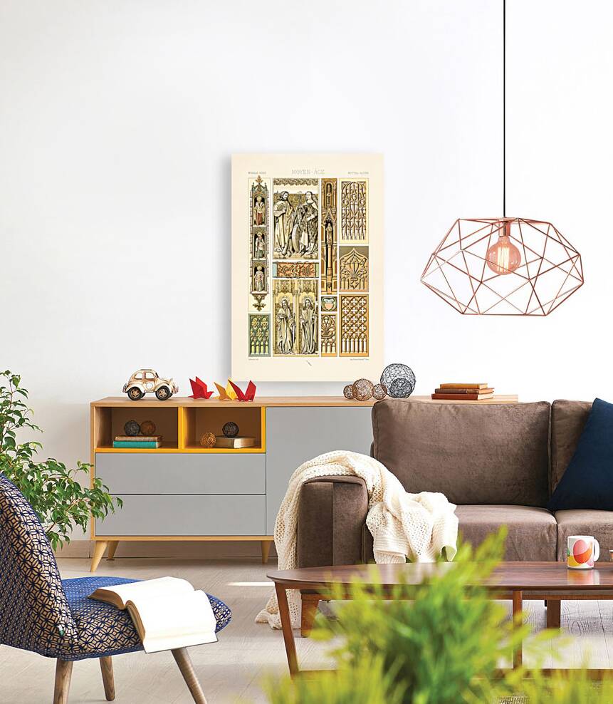 Middle-Ages pattern. 1888 edition Lornement Polychrome by Albert Racine 1825–1893. Reproduction