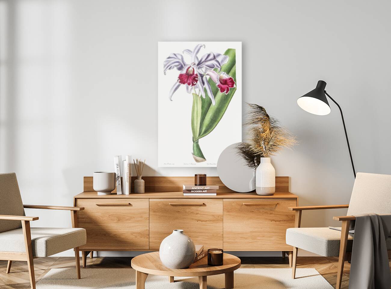 Crimson-lipped cattleya from Edwards Botanical Register 1829-1847  by Sydenham Edwards John Lindley and James Ridgway. Reproduction