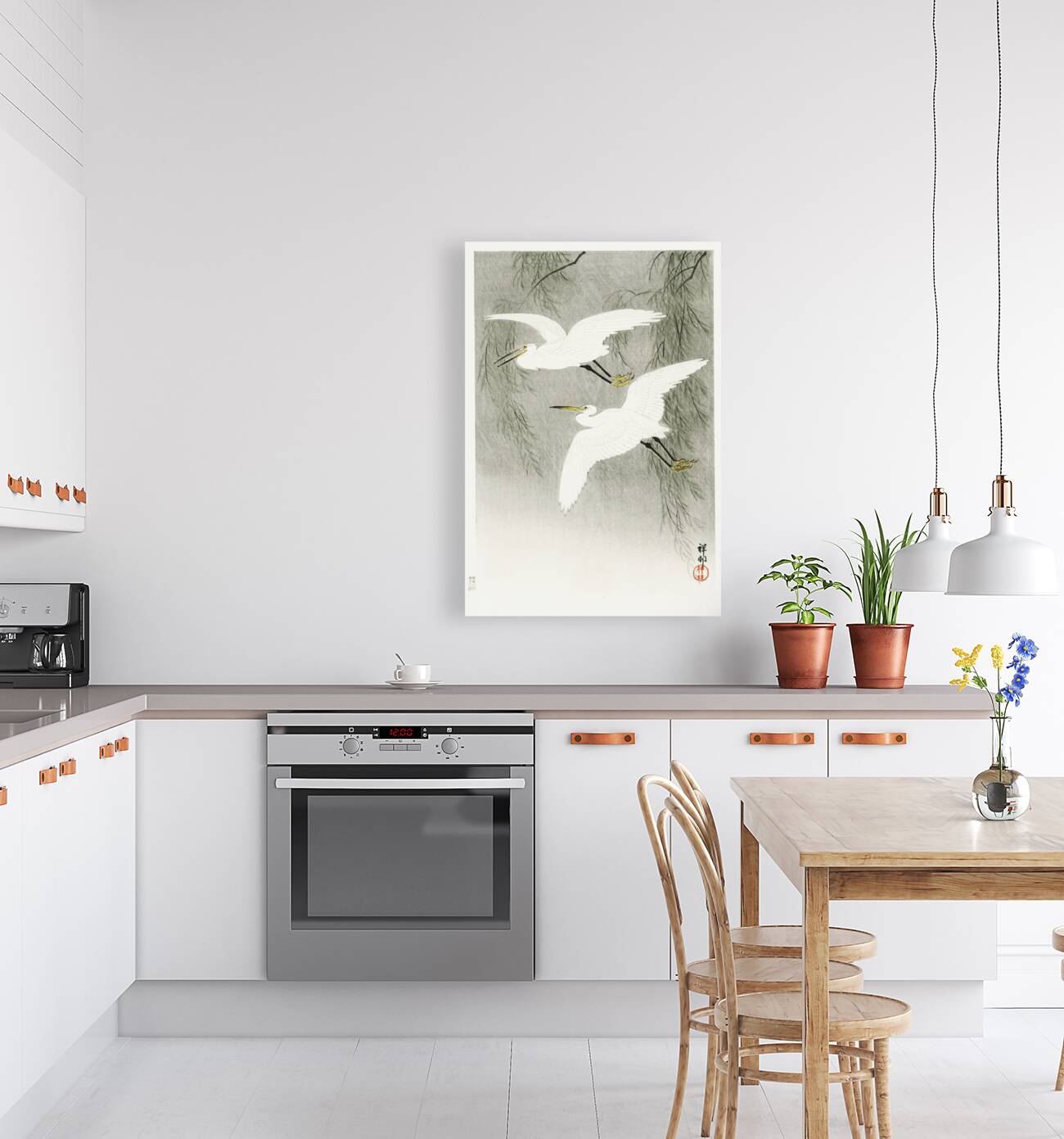 Little Egrets in flight 1925 - 1936 by Ohara Koson 1877-1945. Reproduction