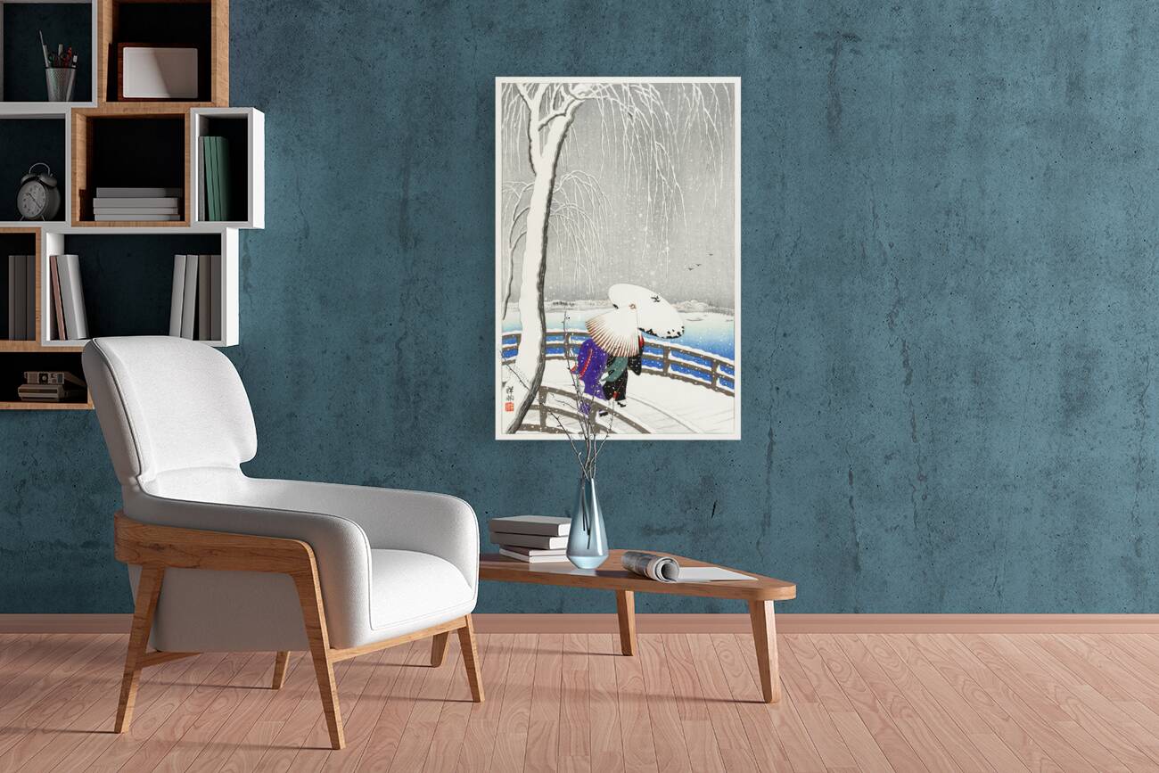 Sparrows on snowy berry bush 1900-1945 by Ohara Koson 1877-1945 Reproduction