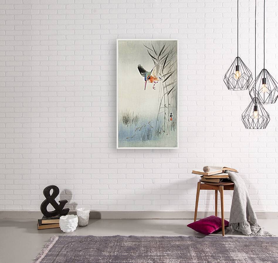 Kingfisher hunting for fish in the water 1900 by Ohara Koson 1877-1945. Reproduction