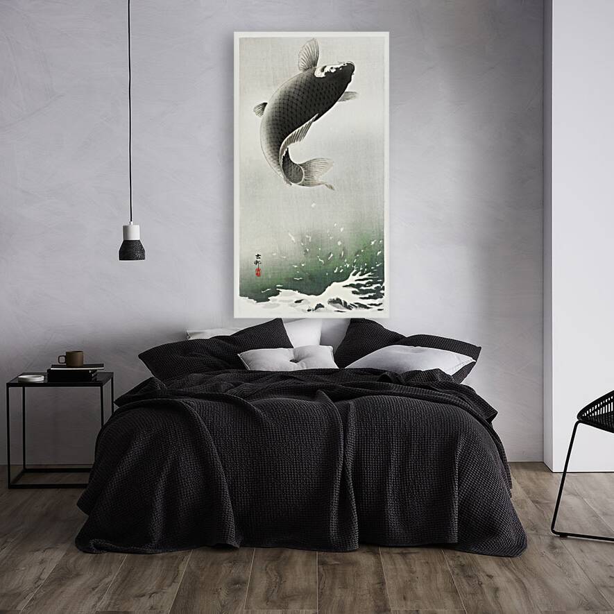 Leaping carp 1900 - 1930 by Ohara Koson 1877-1945. Reproduction