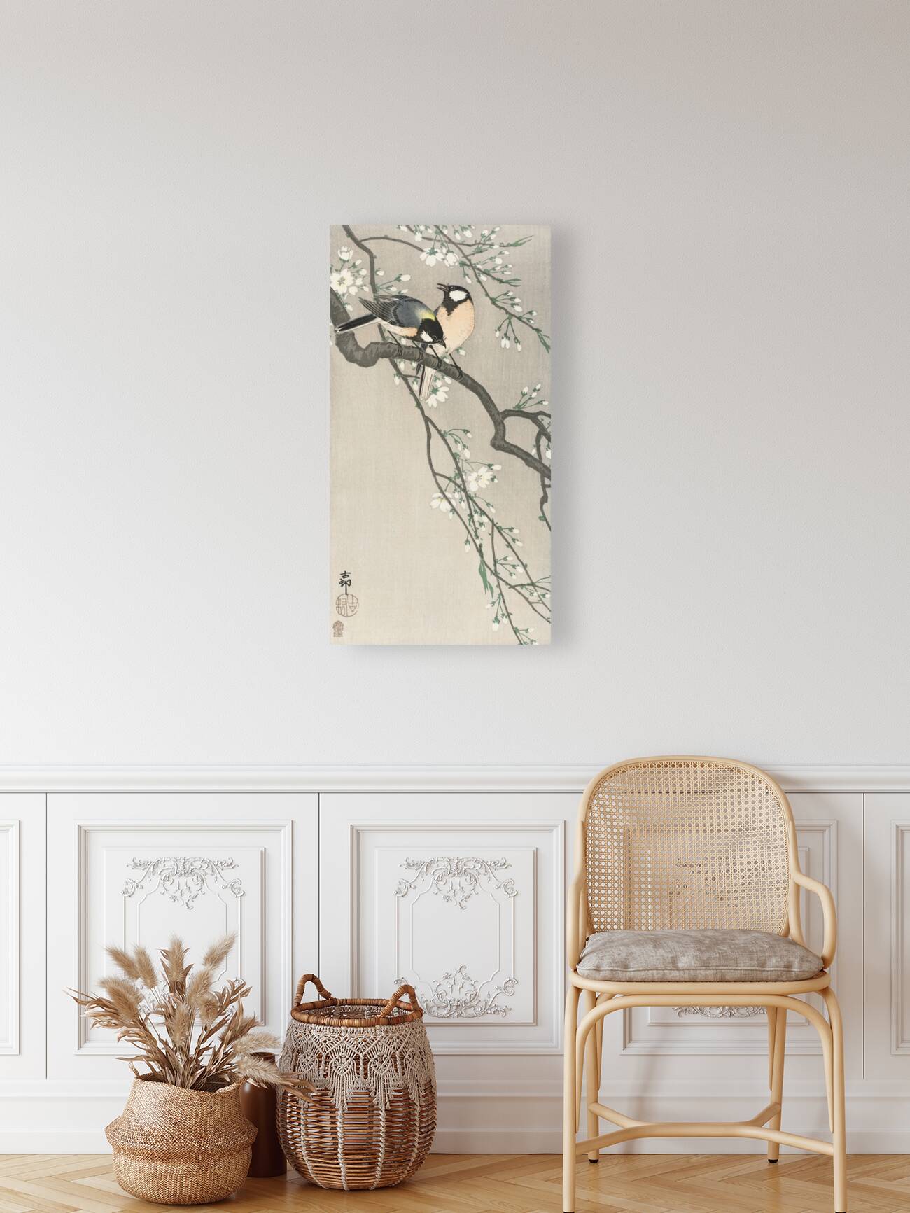 Tits on Cherry Branch 1900-1910 by Ohara Koson 1877-1945 Reproduction