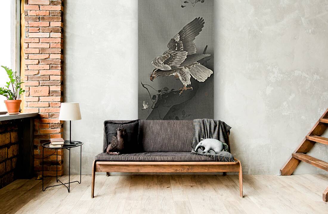 Eagle lurking at a prey 1877-1930 by Ohara Koson 1877-1945. Reproduction