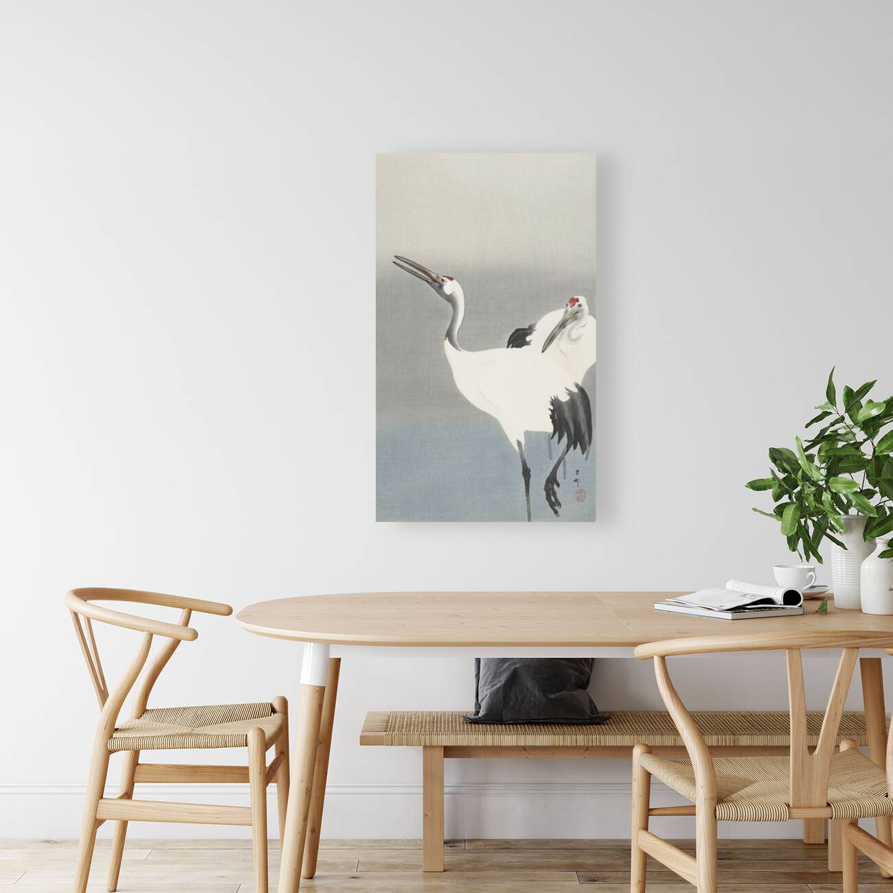 Two cranes 1900-1930 by Ohara Koson 1877-1945. Reproduction