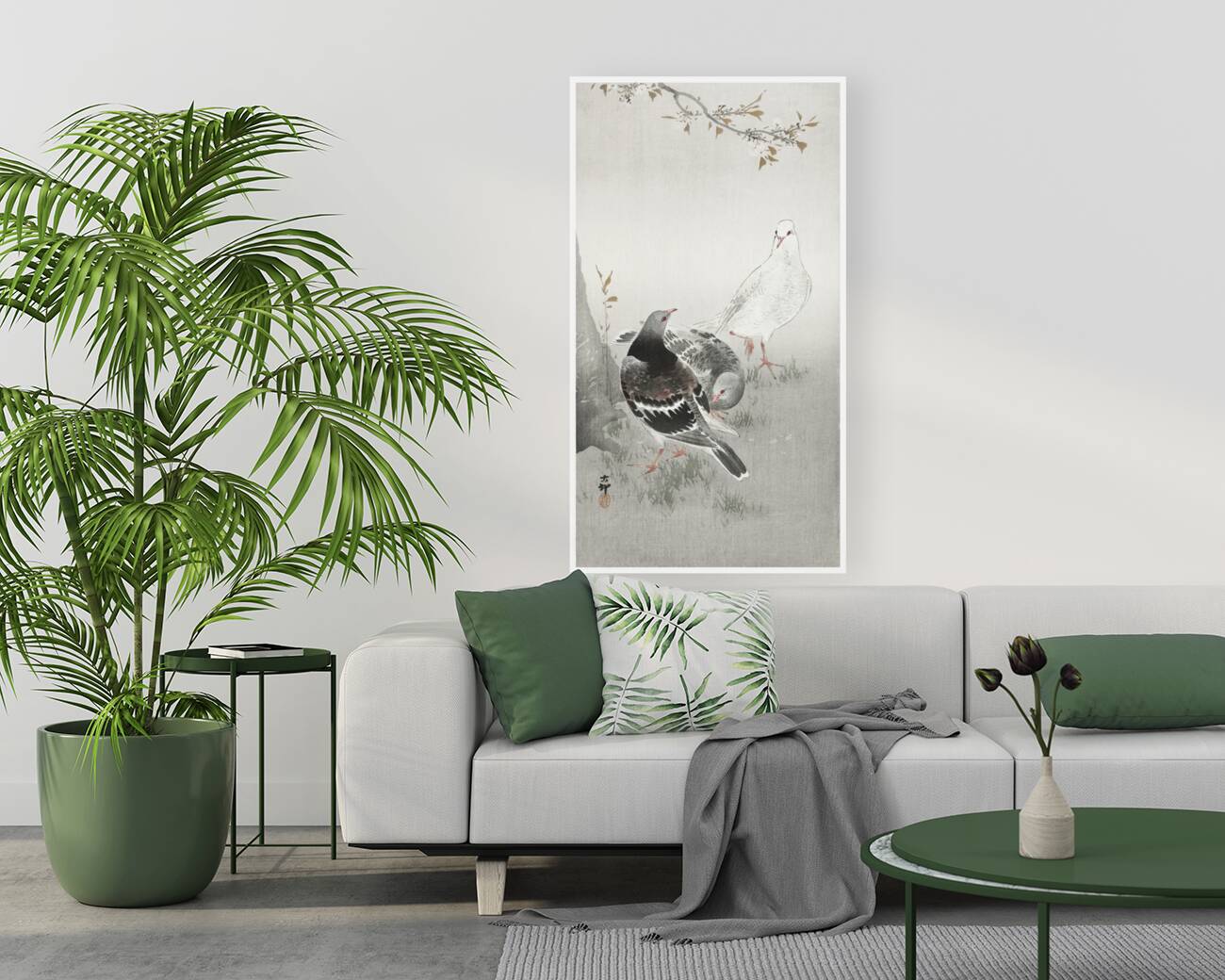 Three pigeons 1900-1930 by Ohara Koson 1877-1945. Reproduction