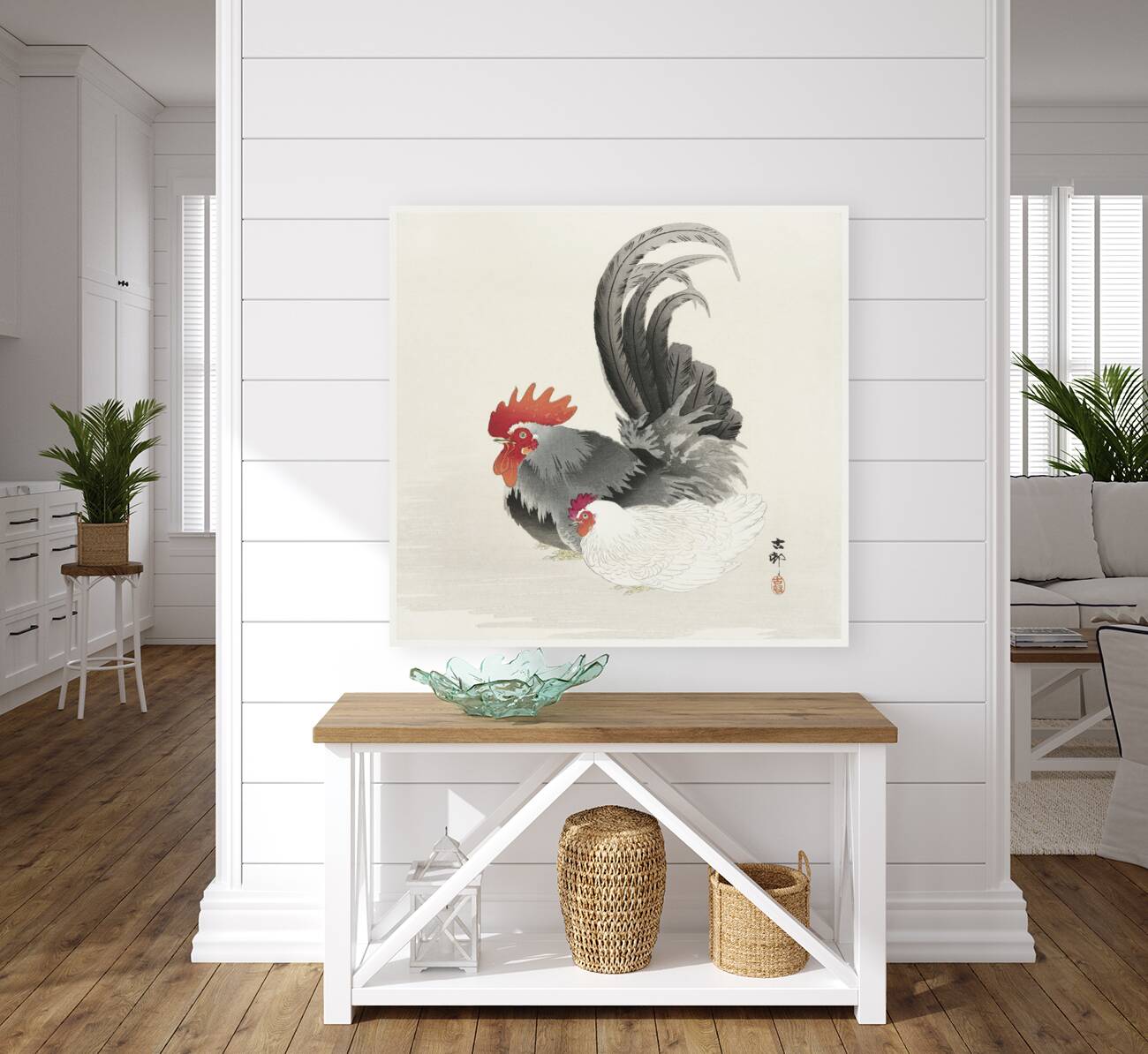 Gallinule with Lotus Flowers 1900 - 1930 by Ohara Koson 1877-1945. Reproduction