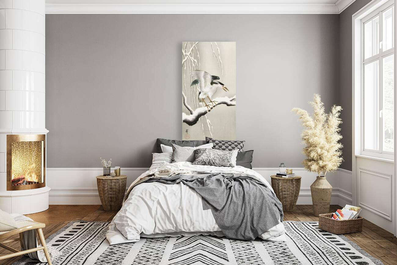 Emerge on snowy branch 1900 - 1930 by Ohara Koson 1877-1945. Reproduction