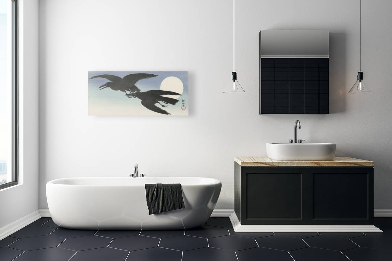 Crows at full moon 1925 - 1936 by Ohara Koson 1877-1945. Reproduction