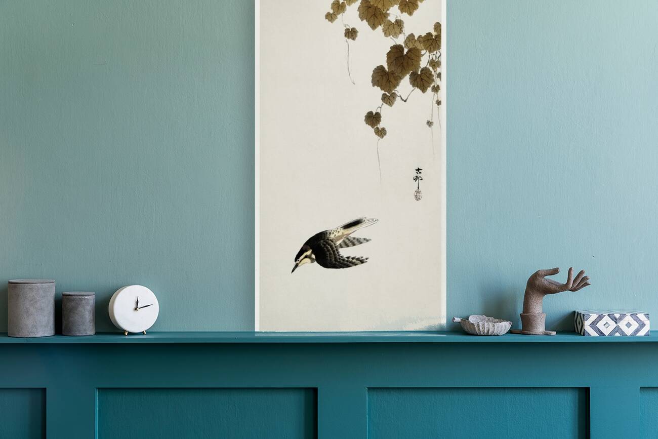 Bird in downward flight 1900 - 1930 by Ohara Koson 1877-1945. Reproduction