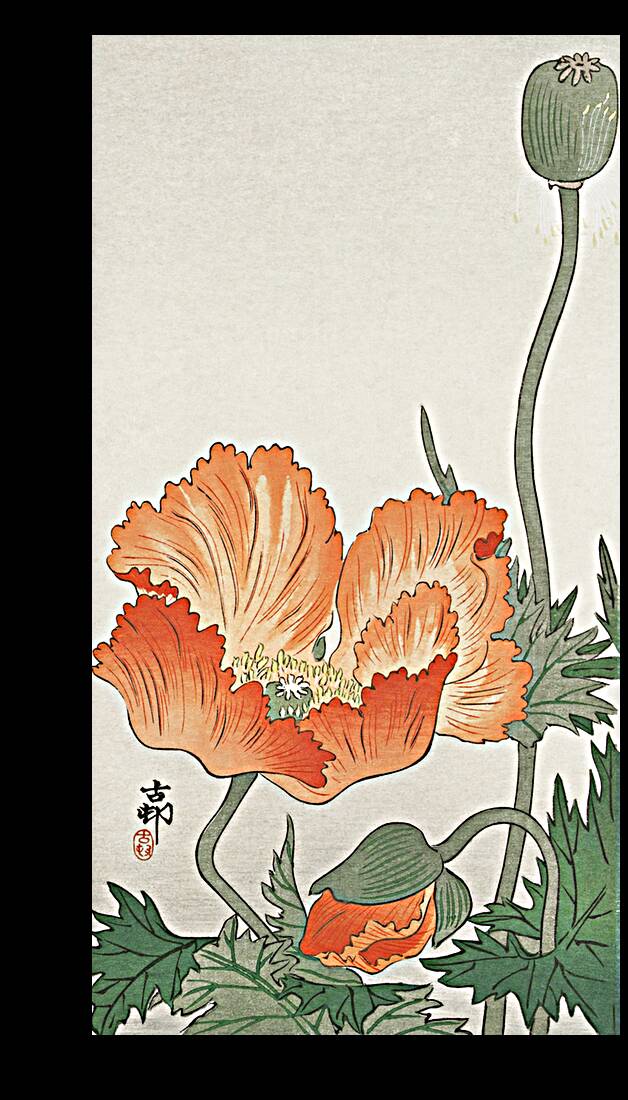 Ring sparrows and insect 1900 - 1936 by Ohara Koson 1877-1945. Reproduction