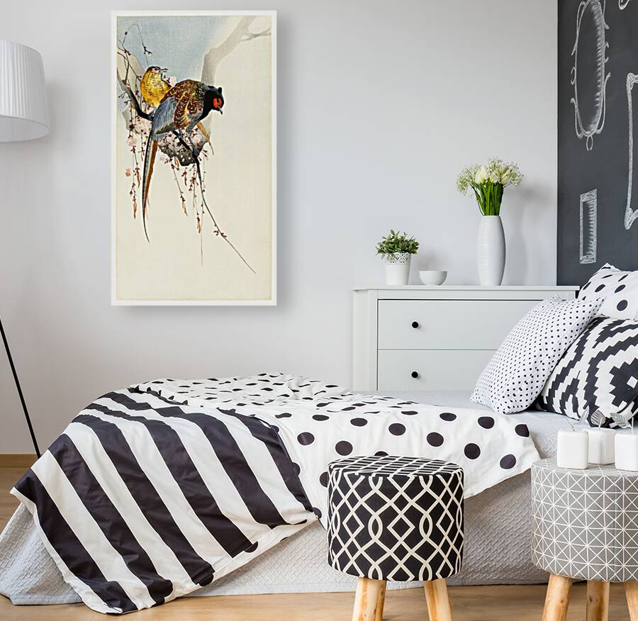 Pheasant couple and plum blossom 1900 - 1930 by Ohara Koson 1877-1945. Reproduction