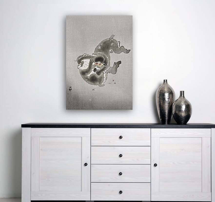 Two playing monkeys 1900 - 1930 by Ohara Koson 1877-1945. Reproduction