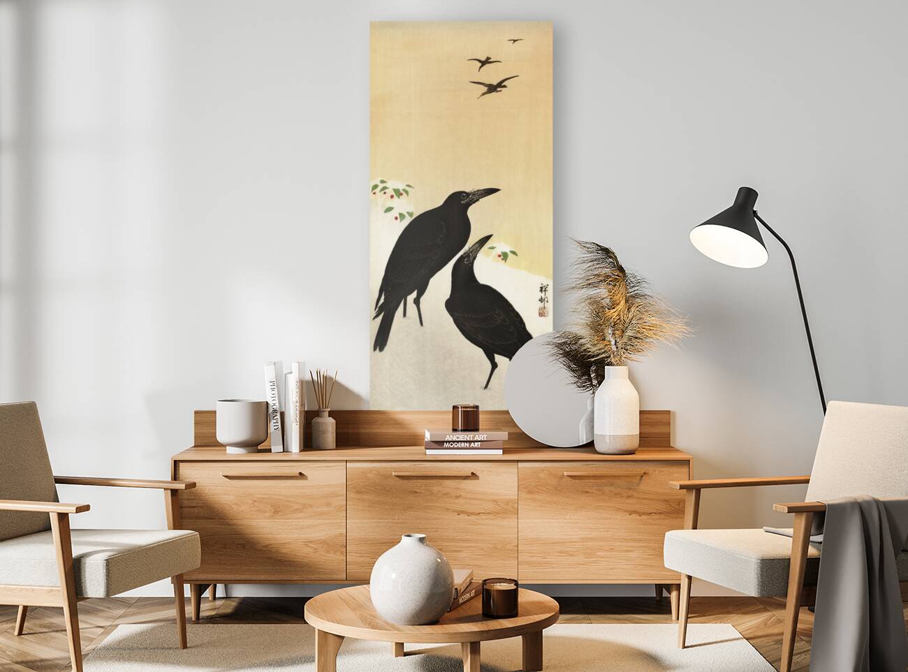 Crows in snow 1900 - 1936 by Ohara Koson 1877-1945. Reproduction