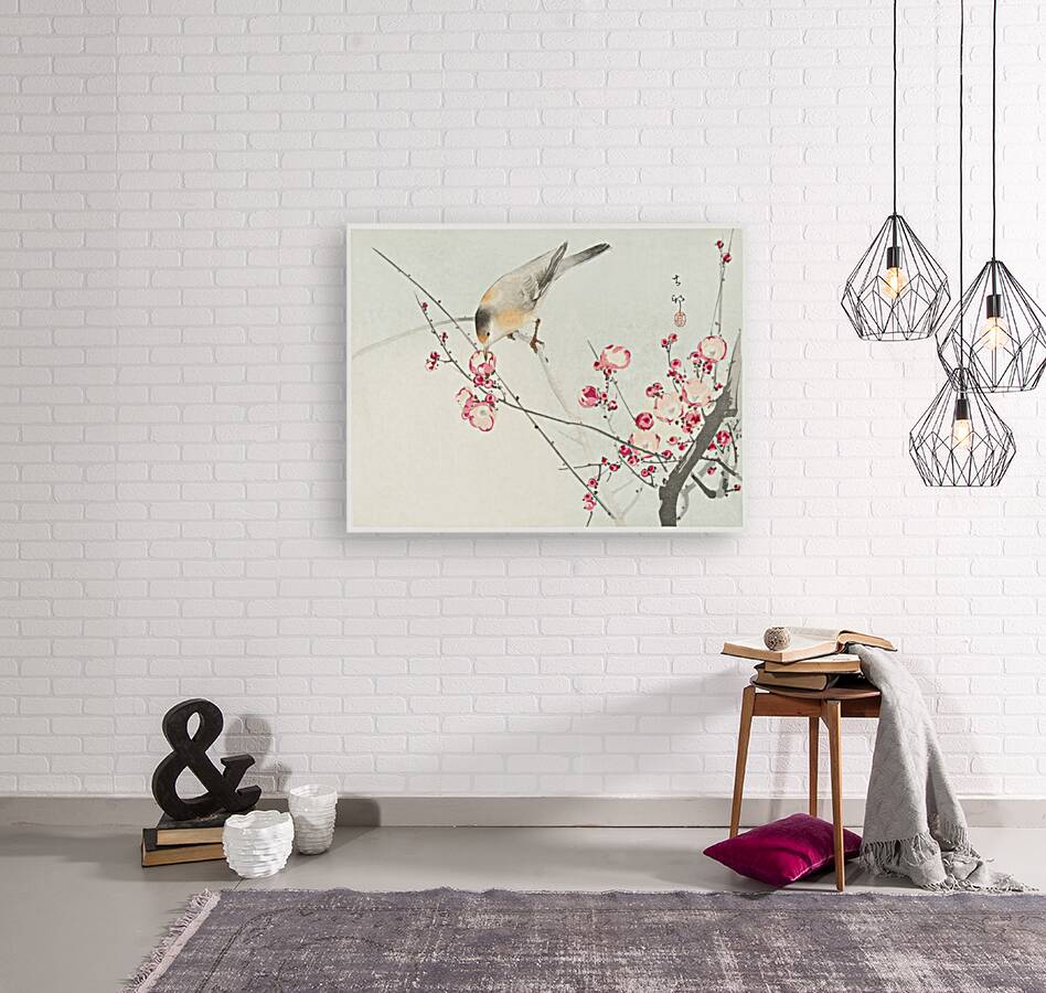 Songbird on blossom branch 1900 - 1936 by Ohara Koson 1877-1945. Reproduction