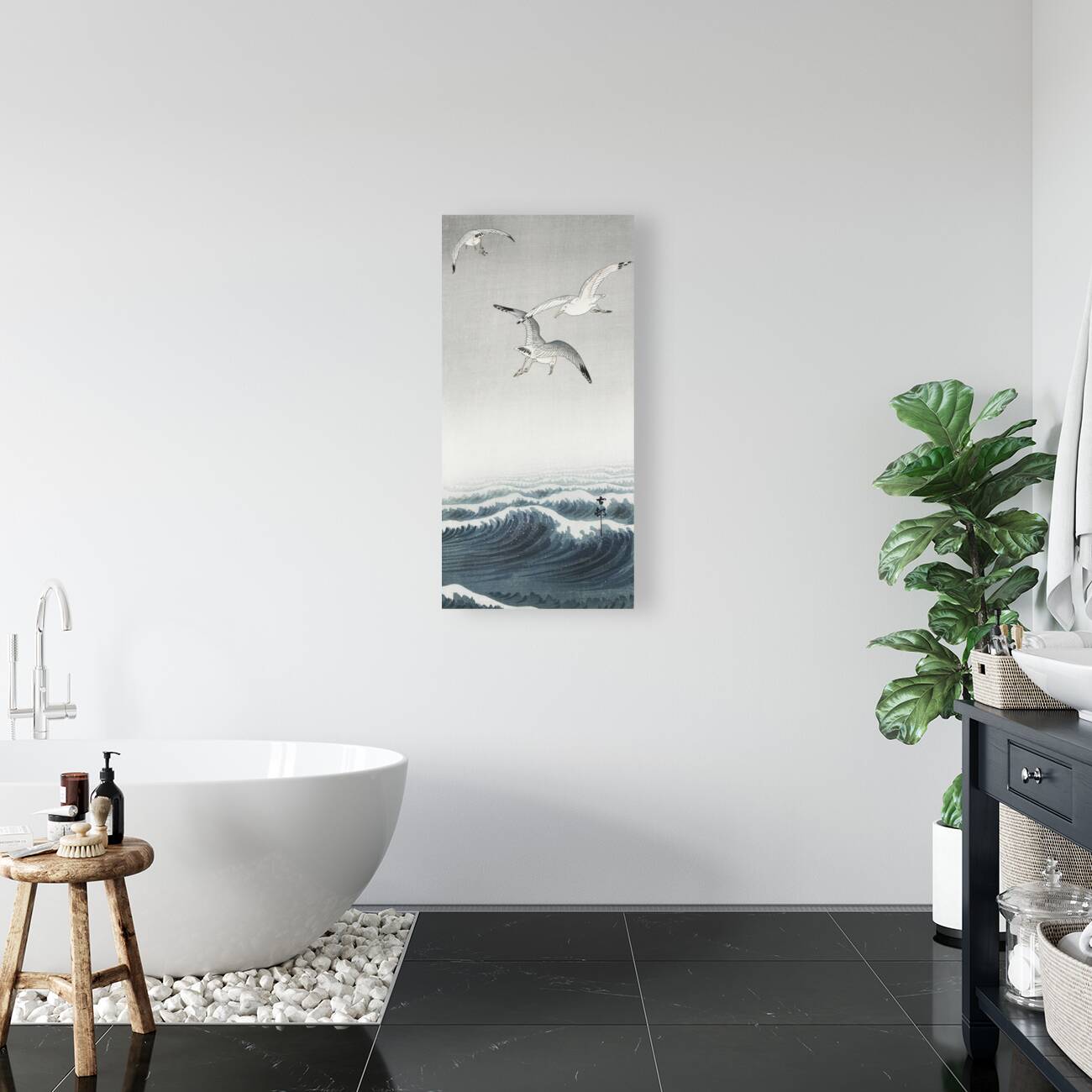 Three seagulls 1900 - 1936 by Ohara Koson 1877-1945. Reproduction