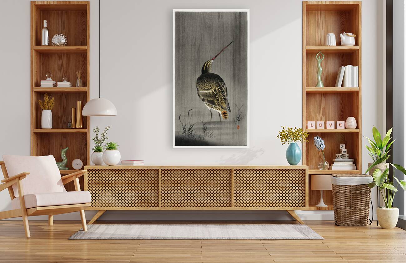 Snipe in the rain 1900 - 1930 by Ohara Koson 1877-1945. Reproduction