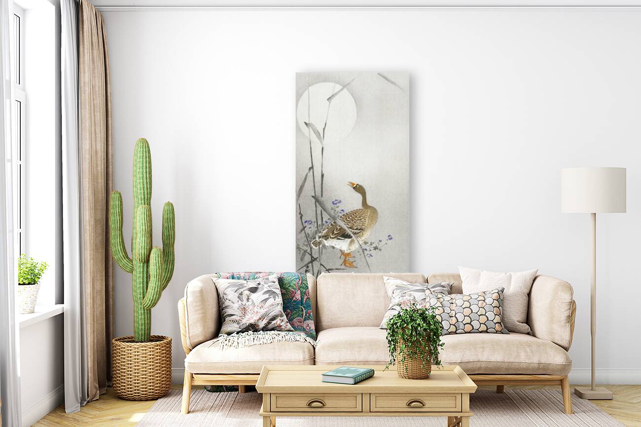 Goose at full moon 1900 - 1936 by Ohara Koson 1877-1945. Reproduction