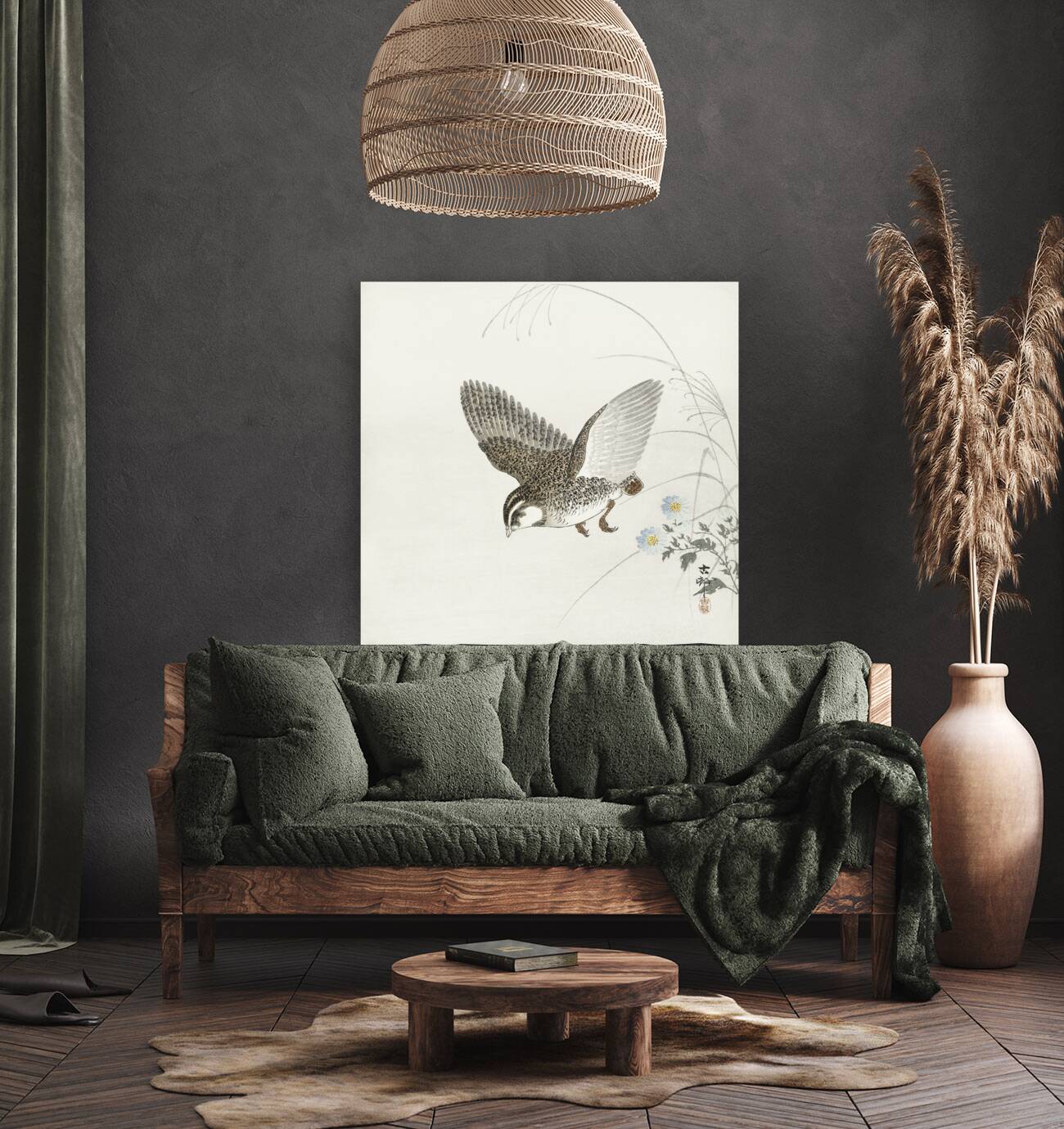 Flying quail 1900 - 1930 by Ohara Koson 1877-1945. Reproduction