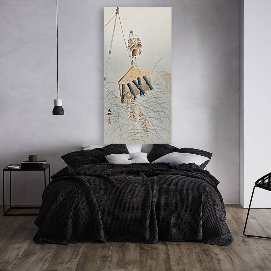 Ring sparrow on scarecrow 1900 - 1930 by Ohara Koson 1877-1945. Reproduction