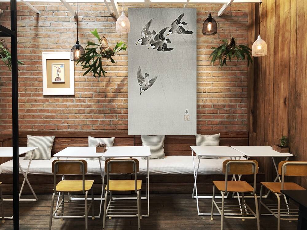 Starlings in the rain 1900 - 1930 by Ohara Koson 1877-1945. Reproduction