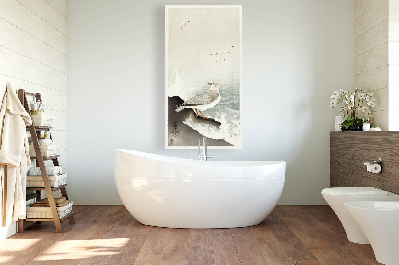 Gull on rock 1900 - 1910 by Ohara Koson 1877-1945. Reproduction