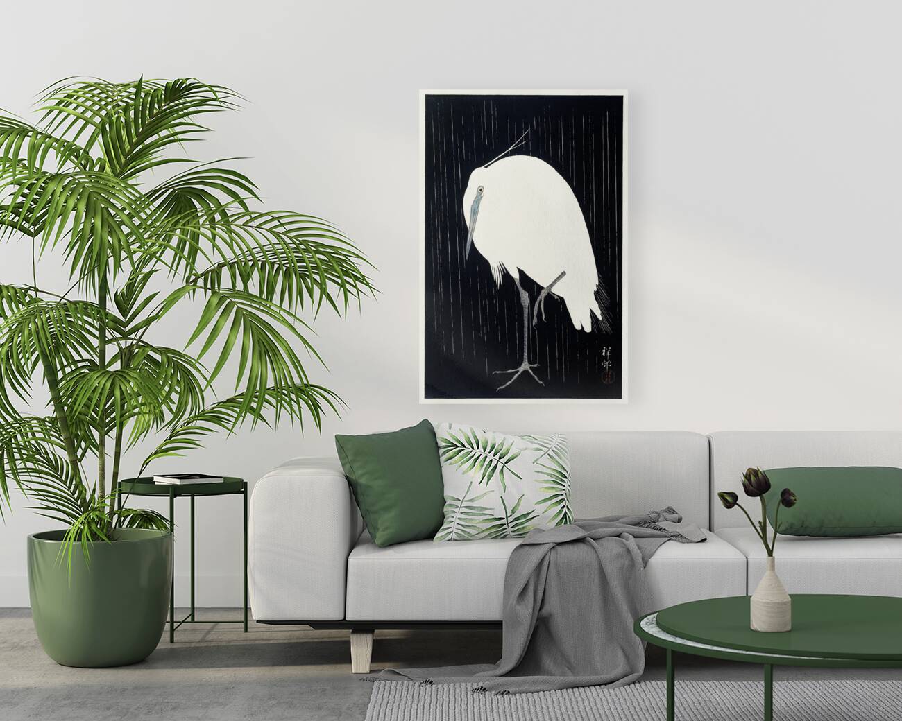 Egret in the rain 1925 - 1936 by Ohara Koson 1877-1945. Reproduction