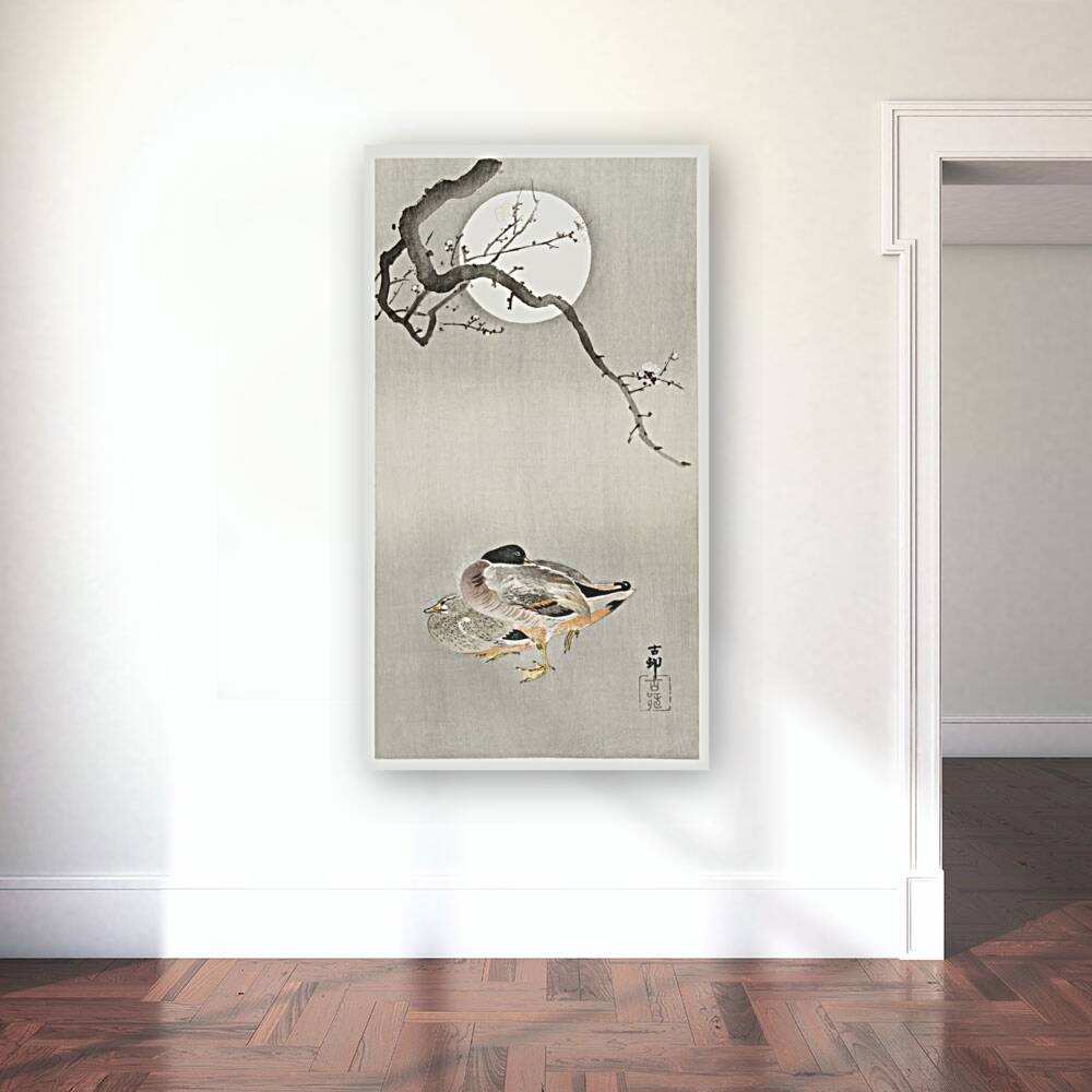 Ducks at full moon 1900 - 1945 by Ohara Koson 1877-1945. Reproduction